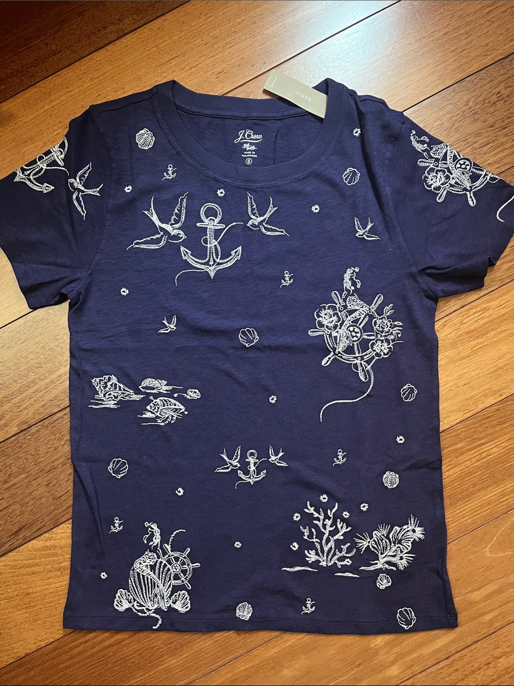 NWT J. Crew Embroidered Nautical Graphic Tee